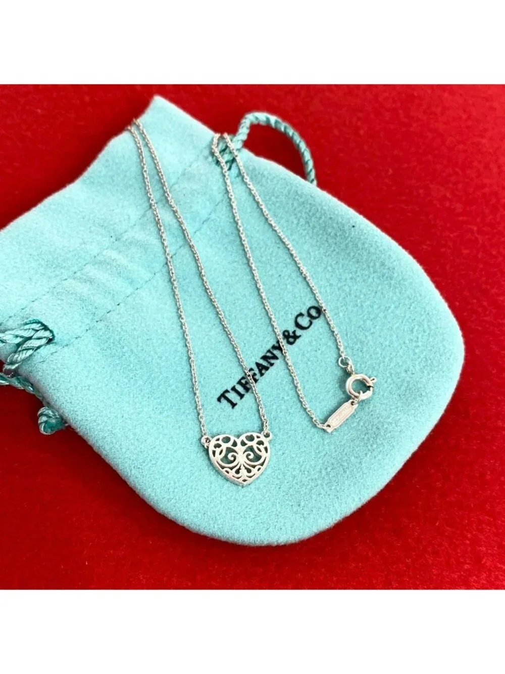 Tiffany & Co Vintage Enchant Heart Necklace 925 Sterling Silver